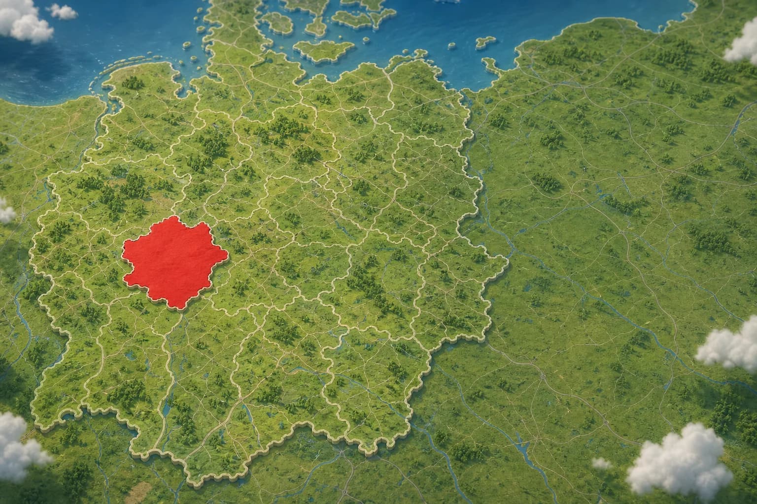 Gefärbtes Gebiet auf der Deutschlandkarte