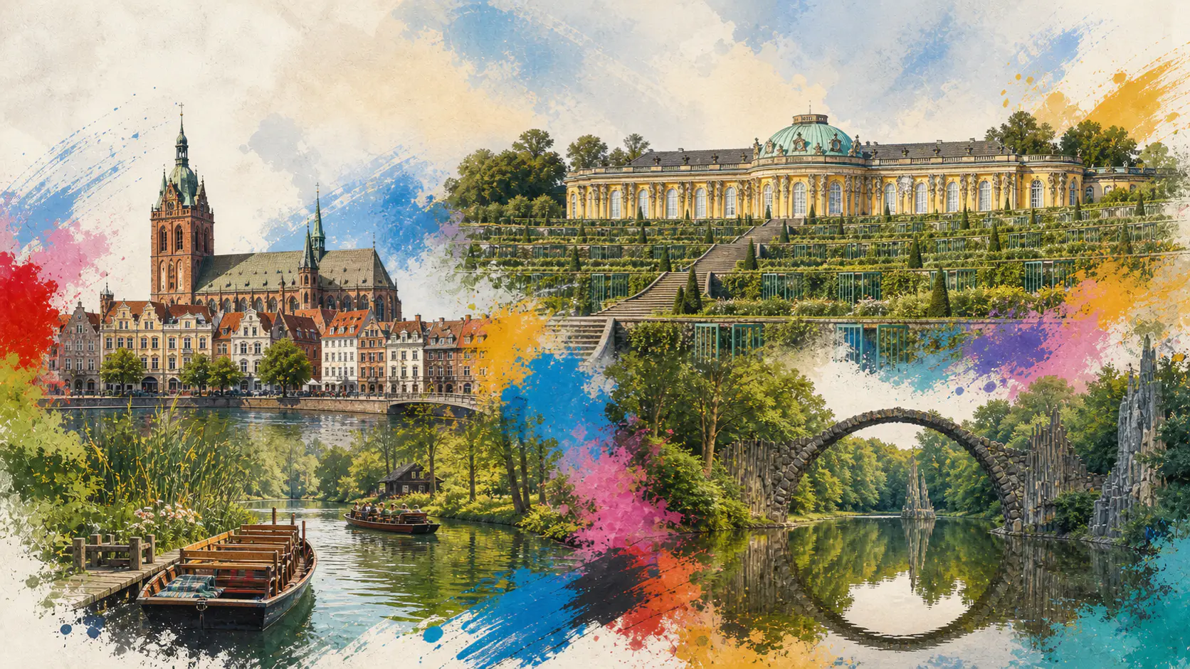 Illustration bekannter Orte in Brandenburg
