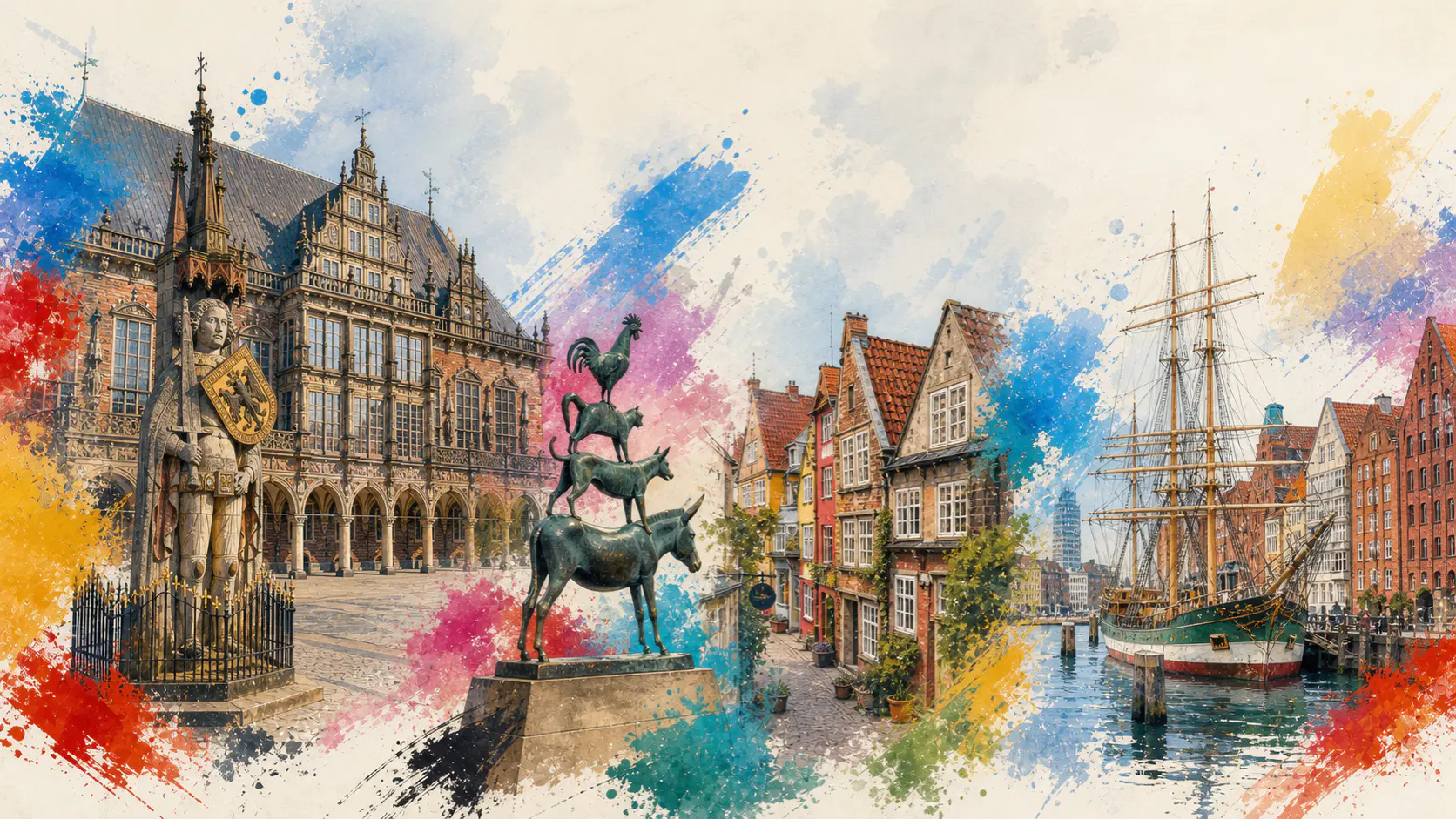 Illustration bekannter Orte in Bremen