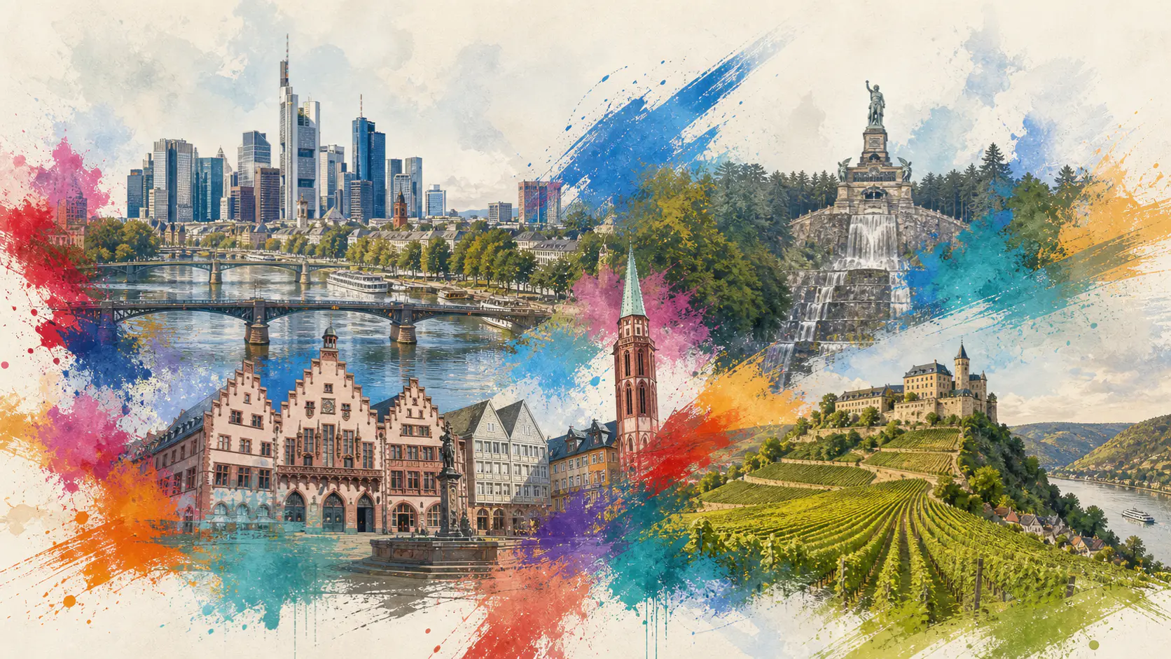 Illustration bekannter Orte in Hessen