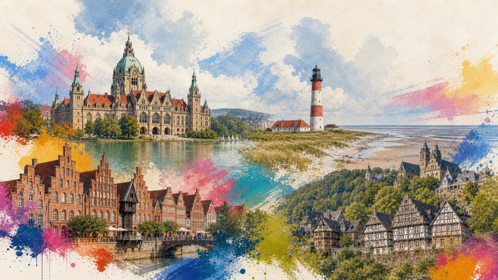 Illustration bekannter Orte in Niedersachsen