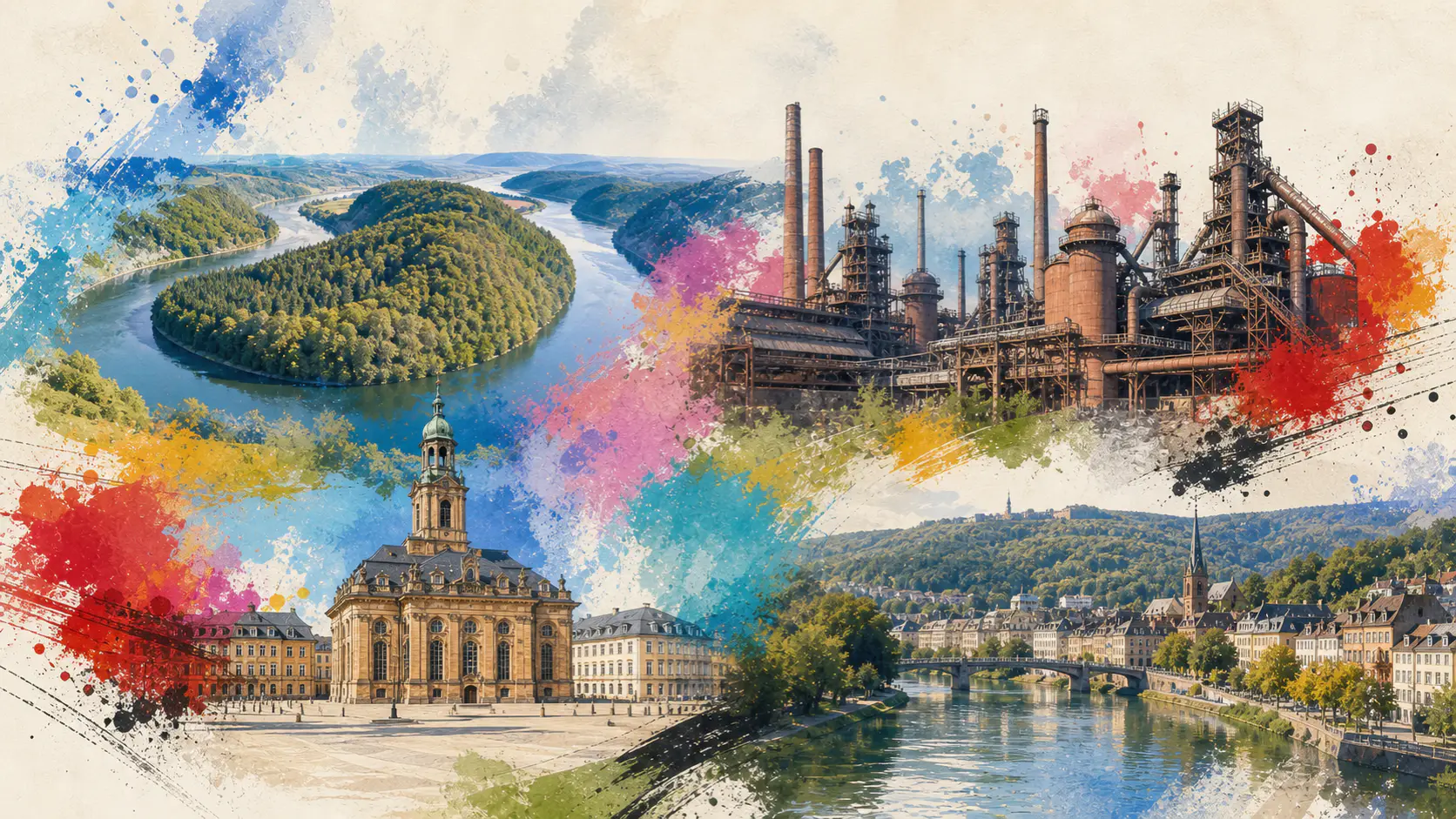 Illustration bekannter Orte in Saarland